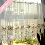 rideau blanc brodé fleurs or transparent classique fenêtre H30 W150 H90 W150 H75 W150