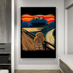 Toile imprimée Chat 'The Scream' en canvas coton premium