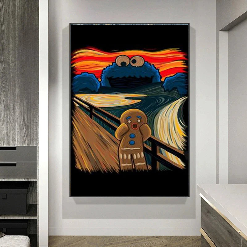 Toile imprimée Chat 'The Scream' en canvas coton premium