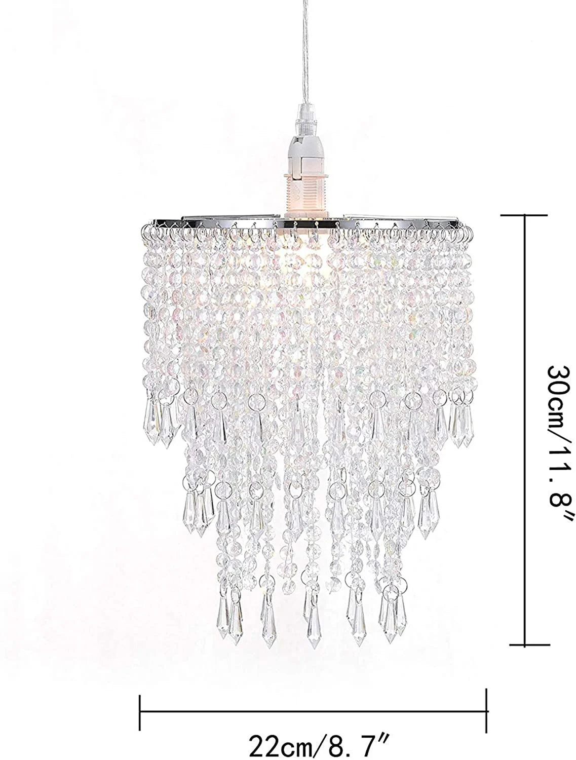 lampe suspendue abat jour cristal transparent classique tringle chambre salon mariage