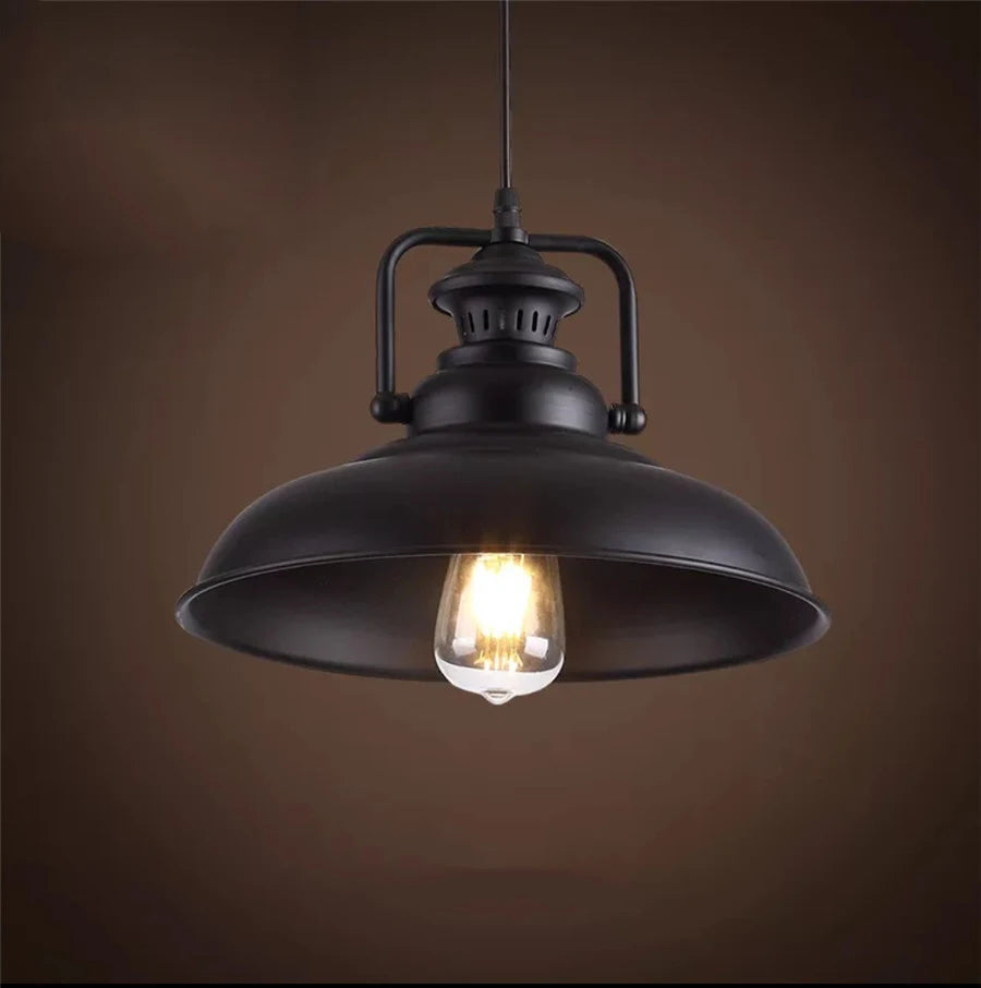 suspension lumineuse industrielle vintage fer noir ampoule led chaîne métallique salon chambrehôtel