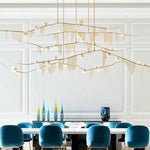 suspension lumineuse moderne or franges led touchette interrupteur chrome poli