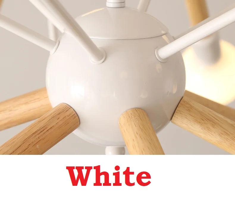 suspension lumineuse moderne araignée industrielle bois métal noir blanc ampoules E27 led scandinave