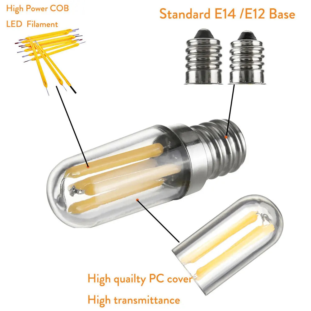 ampoule led filament doré edison réfrigérateur machine coudre base e12 e14