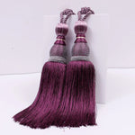 pompons rideau élégants rose doré gris rouge marron tissu uni noeuds décoratifs fixés