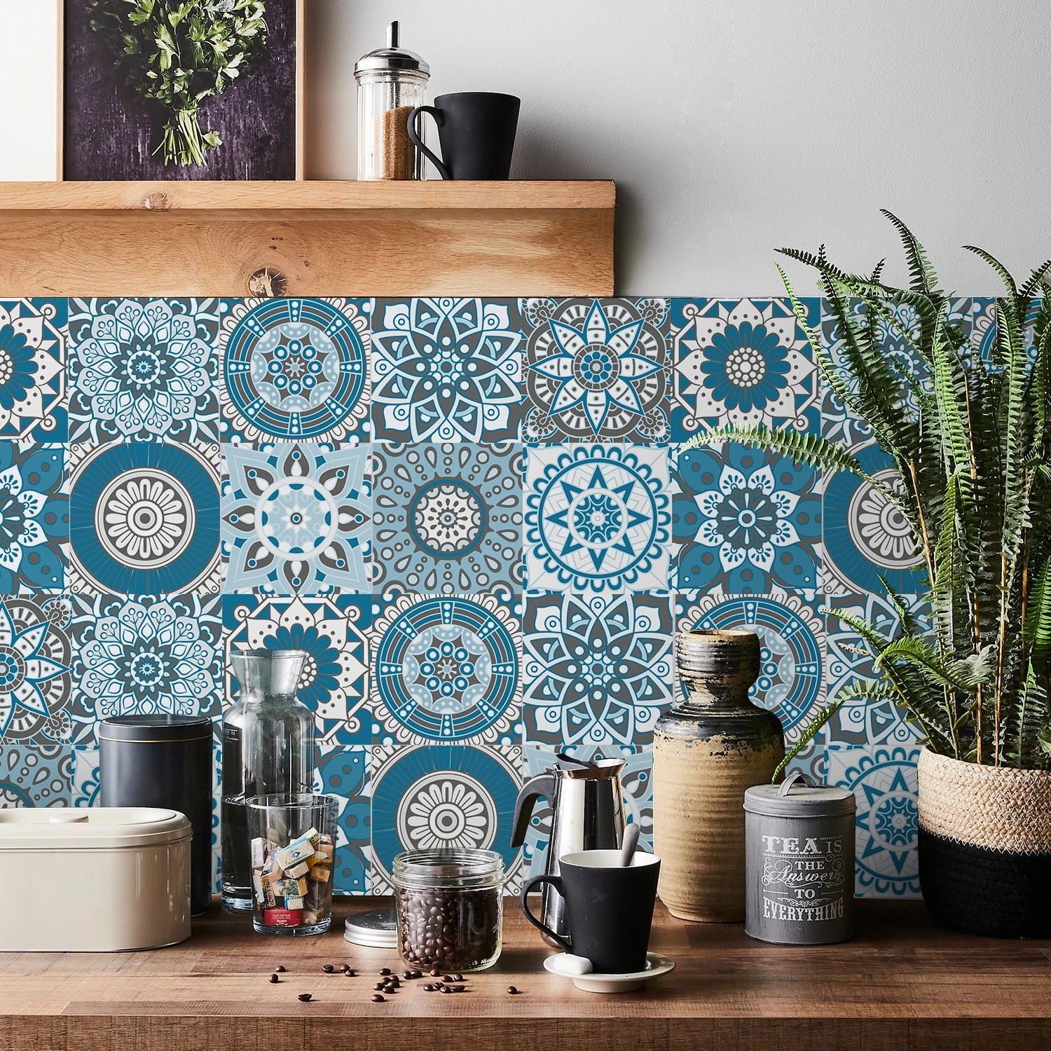 Détail du motif abstrait des autocollants de carrelage imperméables