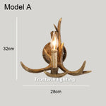 applique murale rustique blanc marron antilope branches naturelle ampoules led chambre salon