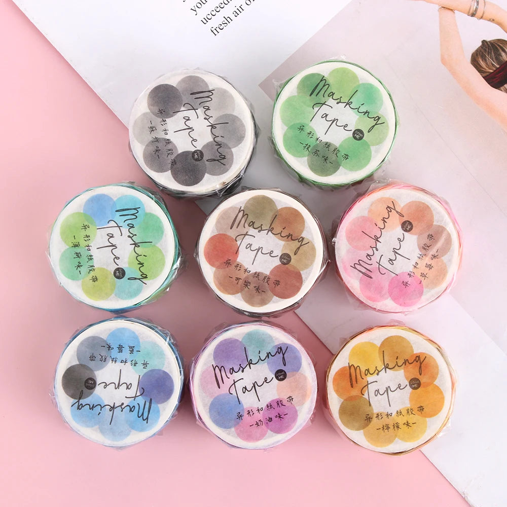 ruban adhésif décoratif multicolore fruits points circulaires stickers scrapbooking washi tape stationnera photo artisanat