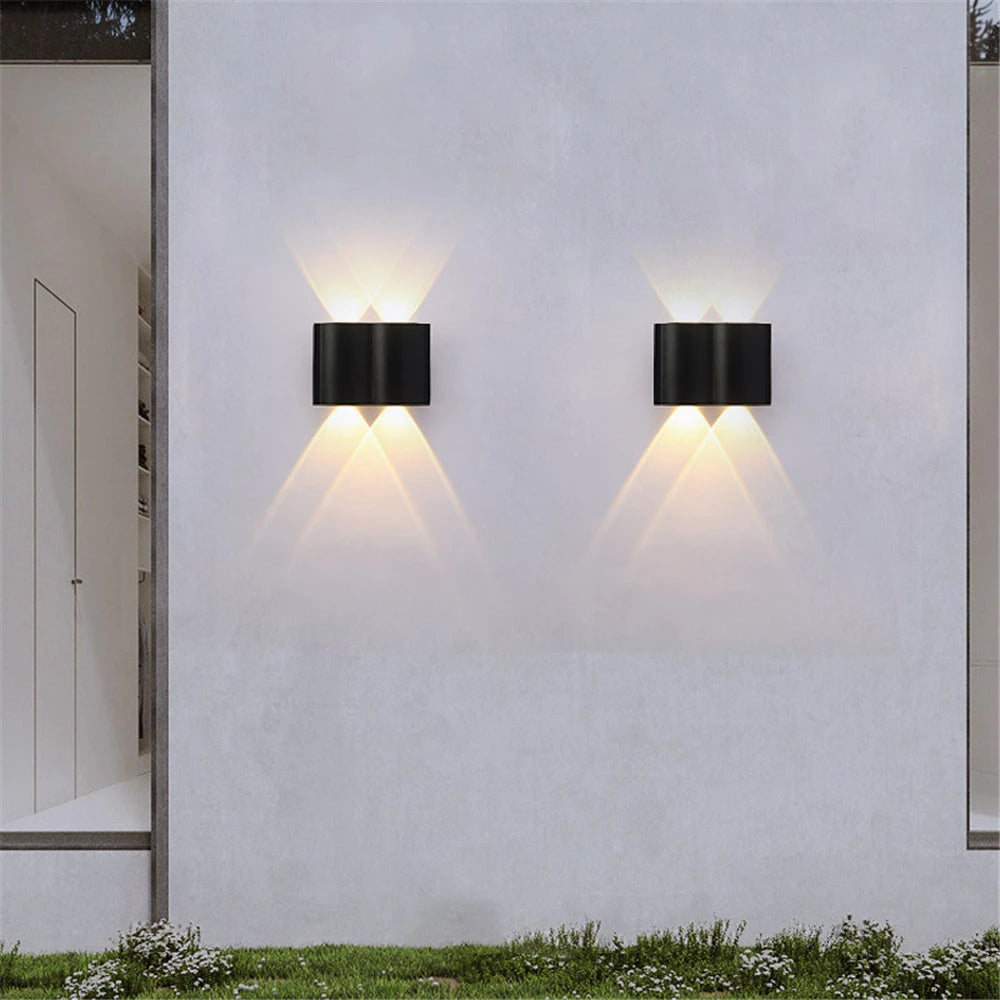 éclairage led moderne applique murale noir ip65 6w 8w 10wextérieur résistante água