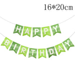 guirlande fanions happy birthday vert clair festif décoration anniversaire ballons numéros lettres animaux festive