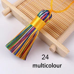 pompons soie polyester 5cm longueur 18cm corde noir rose rouge vert jaune bleu modernes