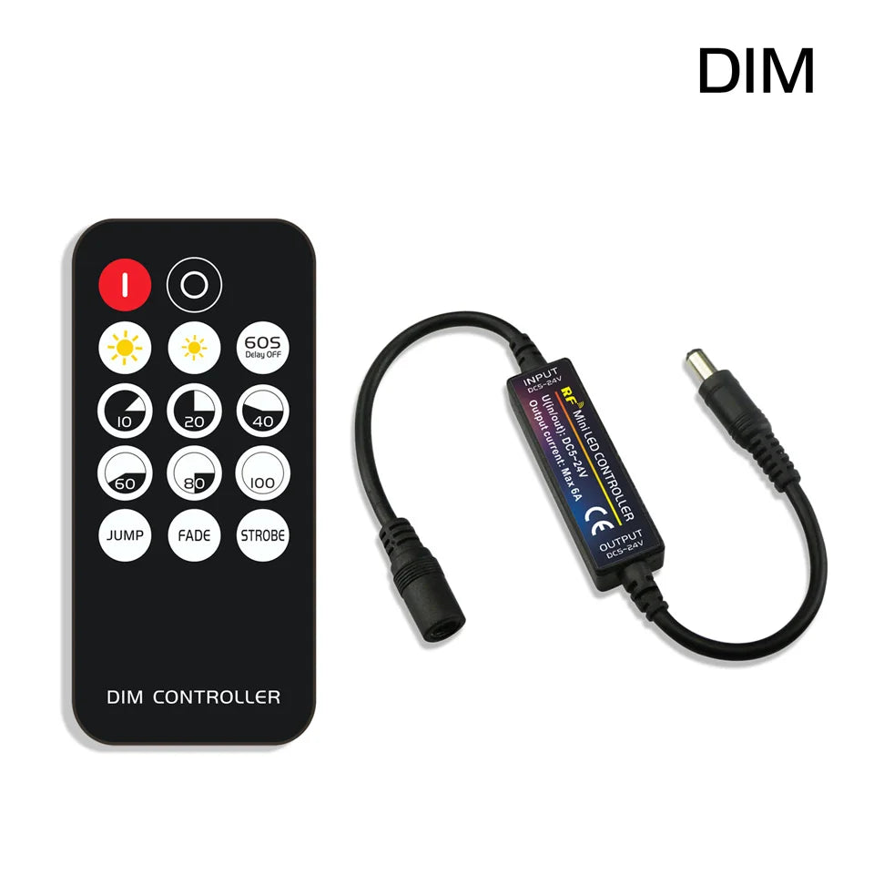 contrôleur led rf 14 touches noir moderne télécommande câble adhésif