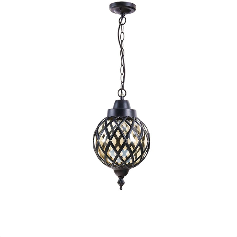 lampe suspendue classique vintage noir doré transparente chaîne chambre salon étudié hall