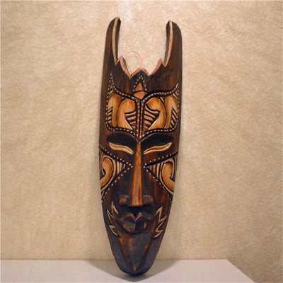 Masque mural en bois sculpté thaïlandais blanc pur