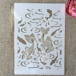 gabarits peinture murale poissons vagues décor modernes blanc marron diy bricolage trace coloriageOpaque