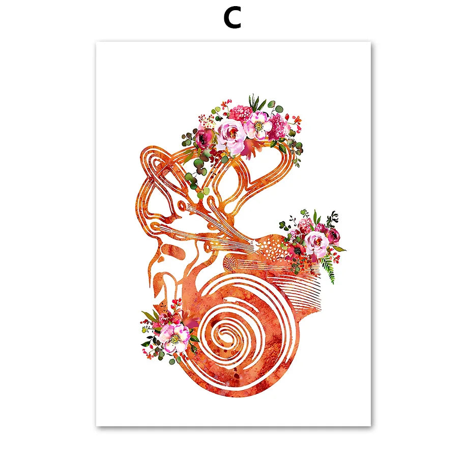 Représentation abstraite de fleurs tropicales dans des couleurs vives et chaudes, formant un motif organique et harmonieux.