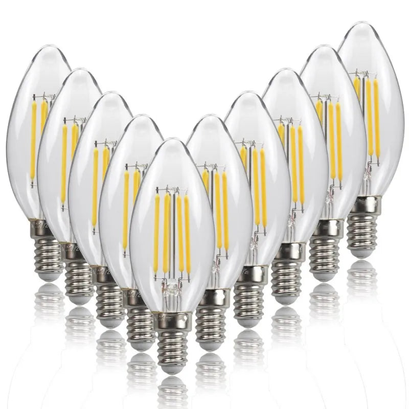 ampoules led transparentes filament doré base e14 moderne vintage 6w 4w cold warm white