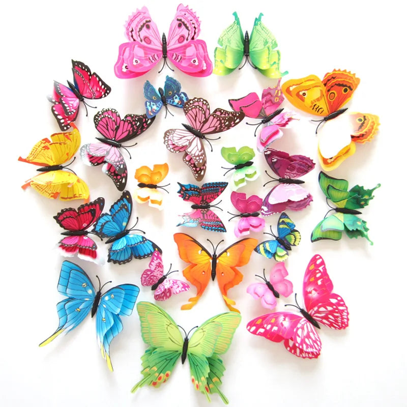 papillons décoratifs 3d multicolores autocollants adhésifs mur réfrigérateur chambre enfants festifs animal compagnie moderne