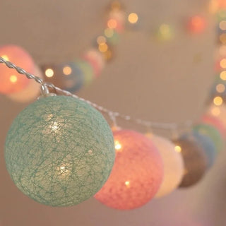 Guirlande lumineuse à boules en fil de coton LED - Décoration intérieure pour mariage, Noël et fêtes