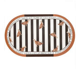 tapis table classique vintage noir blanc marron motif floral roses texte better life résistant