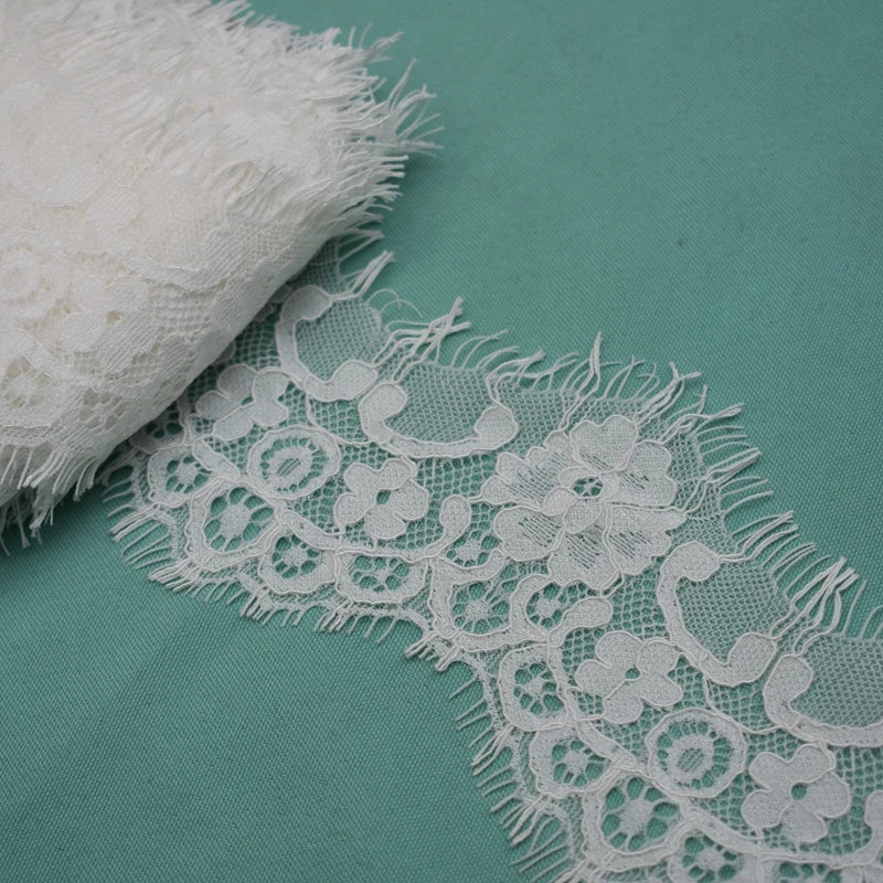 ruban dentelle blanc fleurs motifs géométriques classique polyester nylon maille écologique