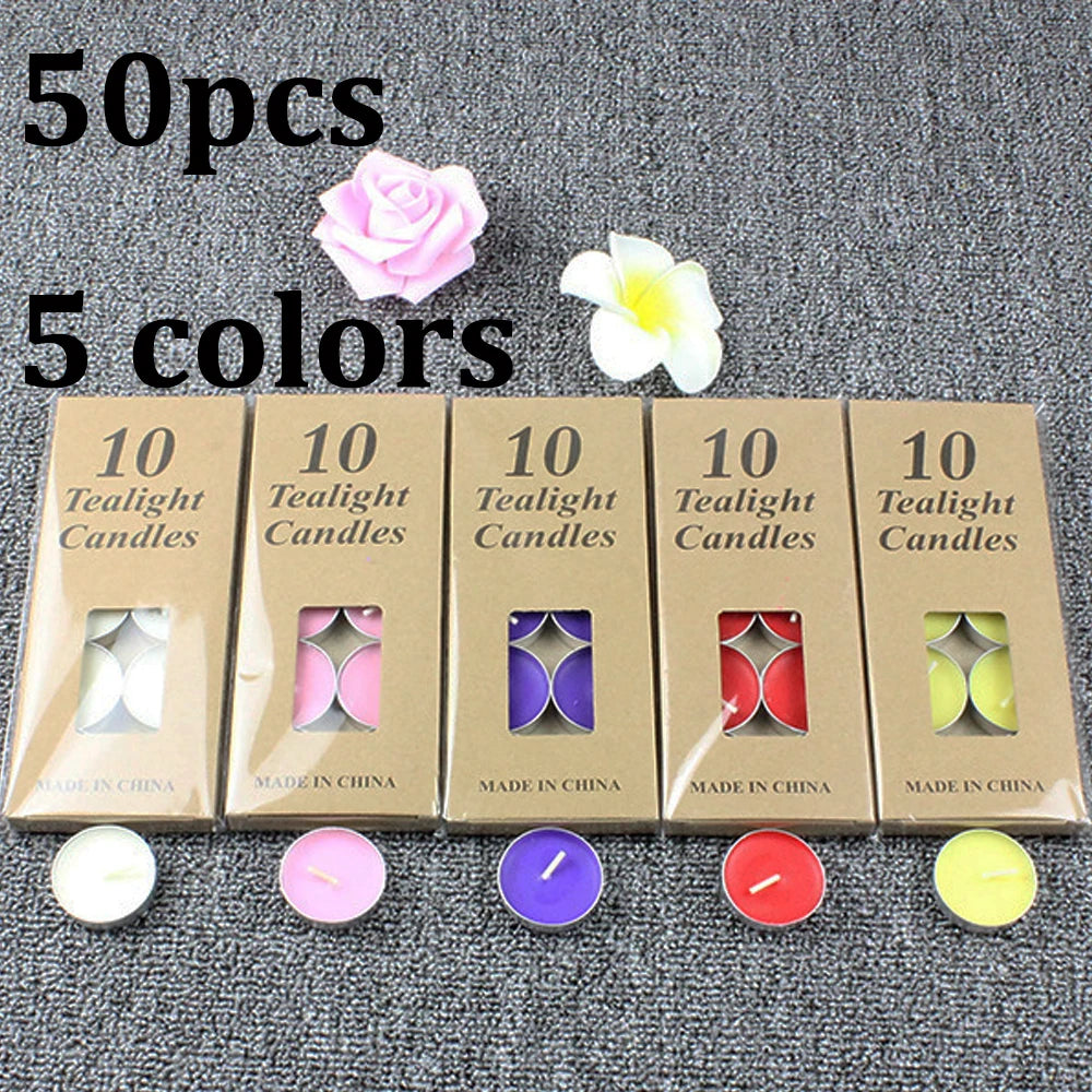 bougies paraffine mariage blanc rouge rose jaune bleu violet simples modernes minimalistes 50 pièces