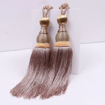 pompons rideau élégants rose doré gris rouge marron tissu uni noeuds décoratifs fixés