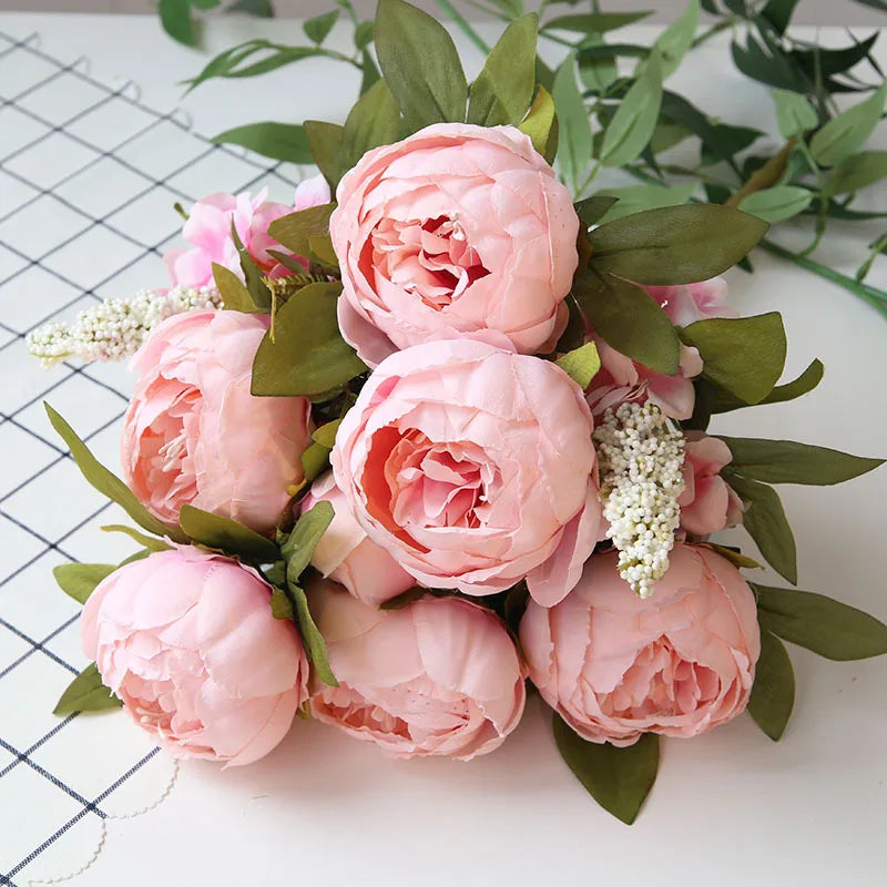 bouquet fleurs artificielles pivoine romantique intérieur décoration maison anniversaire mariage baby shower