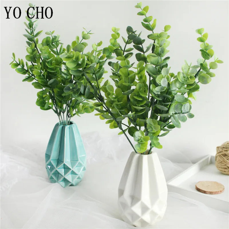 plantes artificielles feuilles eucalyptus vert branches murales décoration mariage anniversaireextérieur moderne