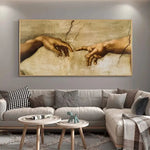toile d'art classique mains marbre beige noir sans cadre horizontal