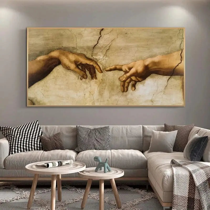 toile d'art classique mains marbre beige noir sans cadre horizontal