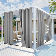 rideau extérieur gris imperméable pergola moderne métalliques protection soleil vent intimitéextérieur chic