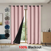 rideau occultant rose opacité totale doublure noire moderne tringle fixations