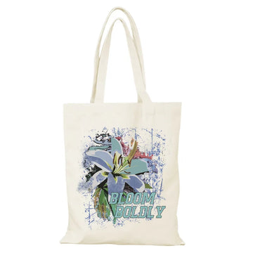 sac main fleuri décontracté toile fermeture éclair shopping plage épaule