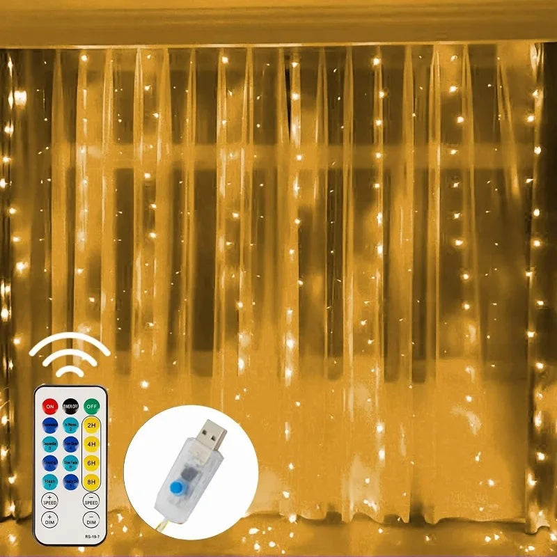 rideau lumineux led blanc modernes modes télécommande usb adaptable chambre salon noël