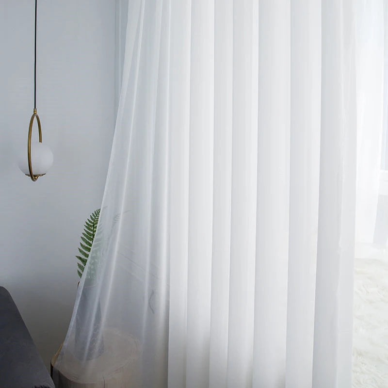 rideaux blancs transparents moderne plissables polyester blanc semi transparent fenêtres françaises