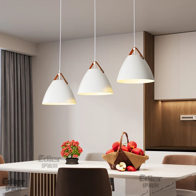 suspension conique moderne opaque alliage noir blanc salon chambre restaurant