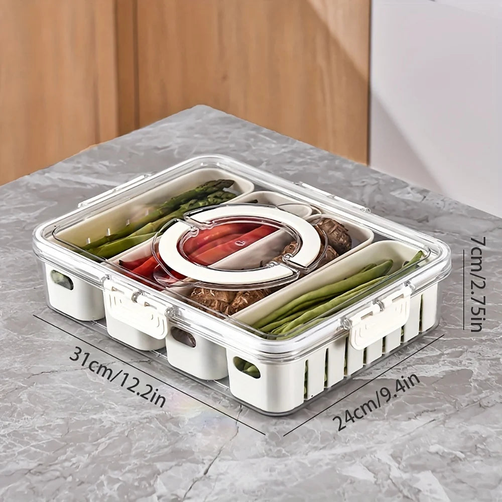boîte compartiments transparente moderne réutilisable boucle fermeture fruits légumes snacks noix portable