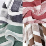 serviettes bain douces polyester rayures horizontales bleu clair blanc gris moderne ensemble pièces
