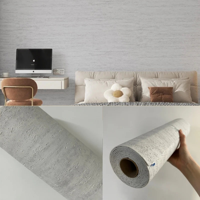 papier peint moderne texture granulée gris beige imperméable adhésif cuisine chambre salon étudiants seniors