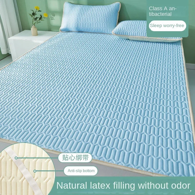 matelas doux bleu clair motif hexagonal texture soie moderne coussin non slip latex