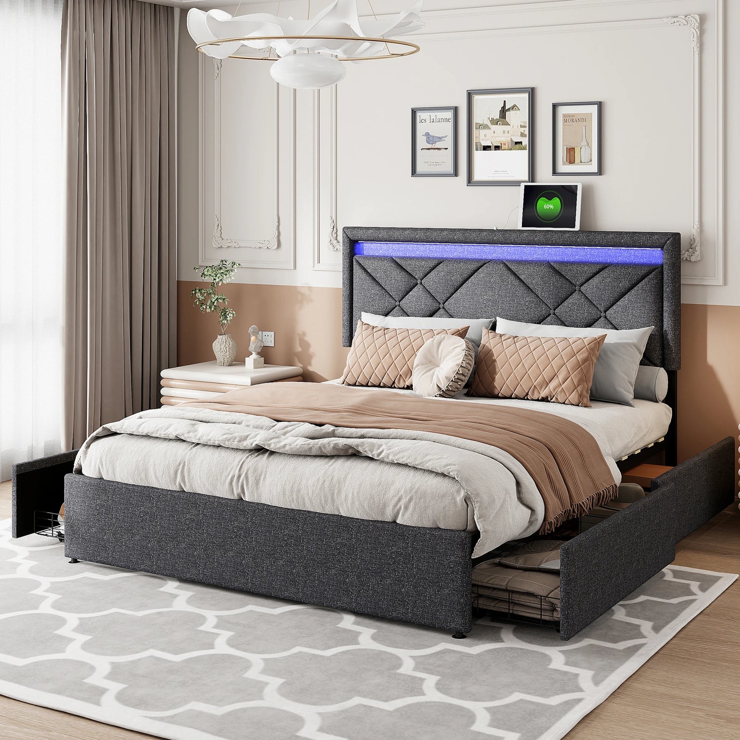 Éclairage LED personnalisable du lit avec télécommande