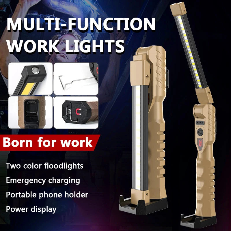 lampe travail multifonction rechargeable usb modes lumière blanche rouge jaune sécurité