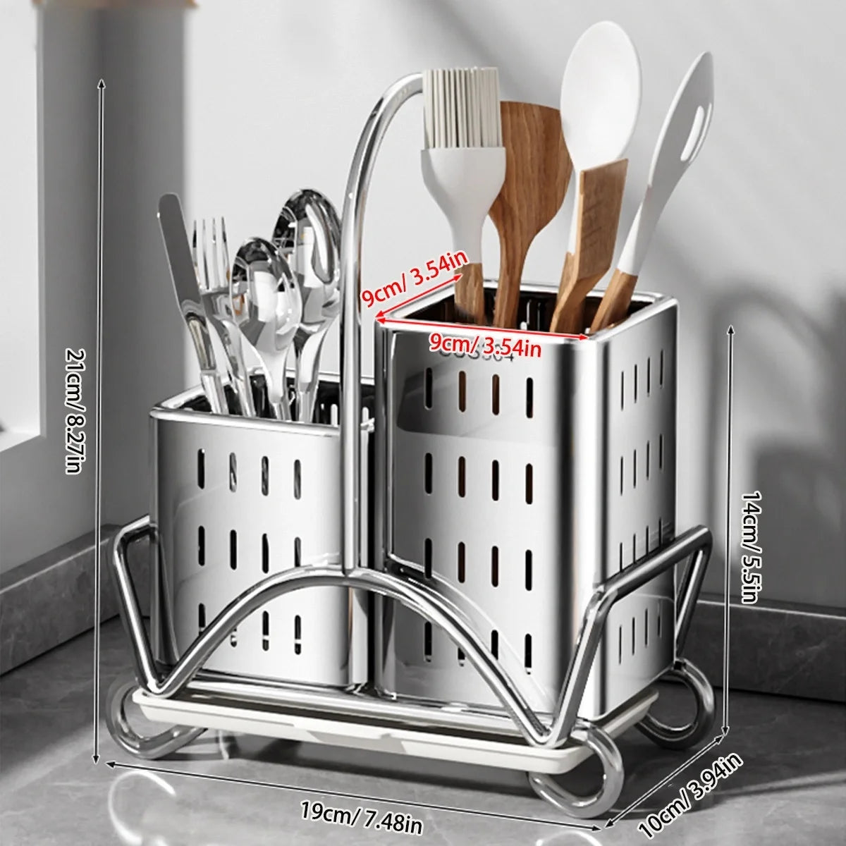 organisateur cuisine argenté perforations moderne supports vaisselle rangement ustensiles transparent hollow holes