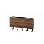porte clés mural bois naturel moderne crochets clips adhésifs boîte stylos gris métallique