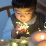 guirlande lumineuse étoiles dorées moderne décoration noël blanc led 5m 50lumières batteries incluses