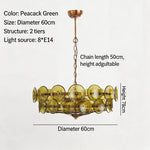 suspension lumineuse moderne élégante verre orange rond translucide chaîne métallique