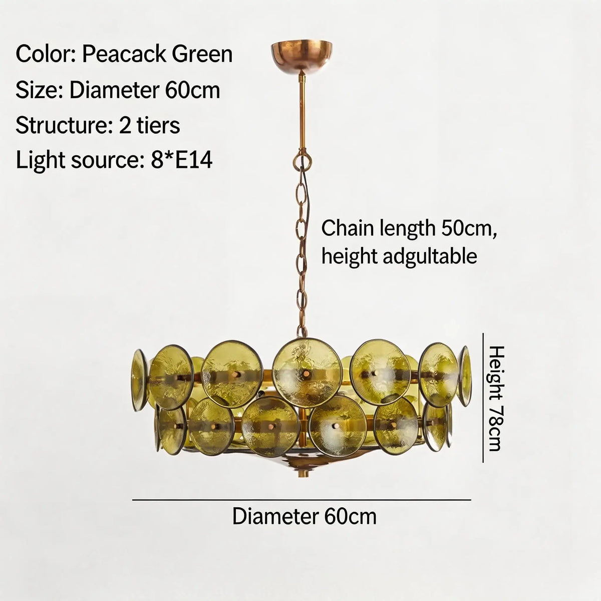 suspension lumineuse moderne élégante verre orange rond translucide chaîne métallique