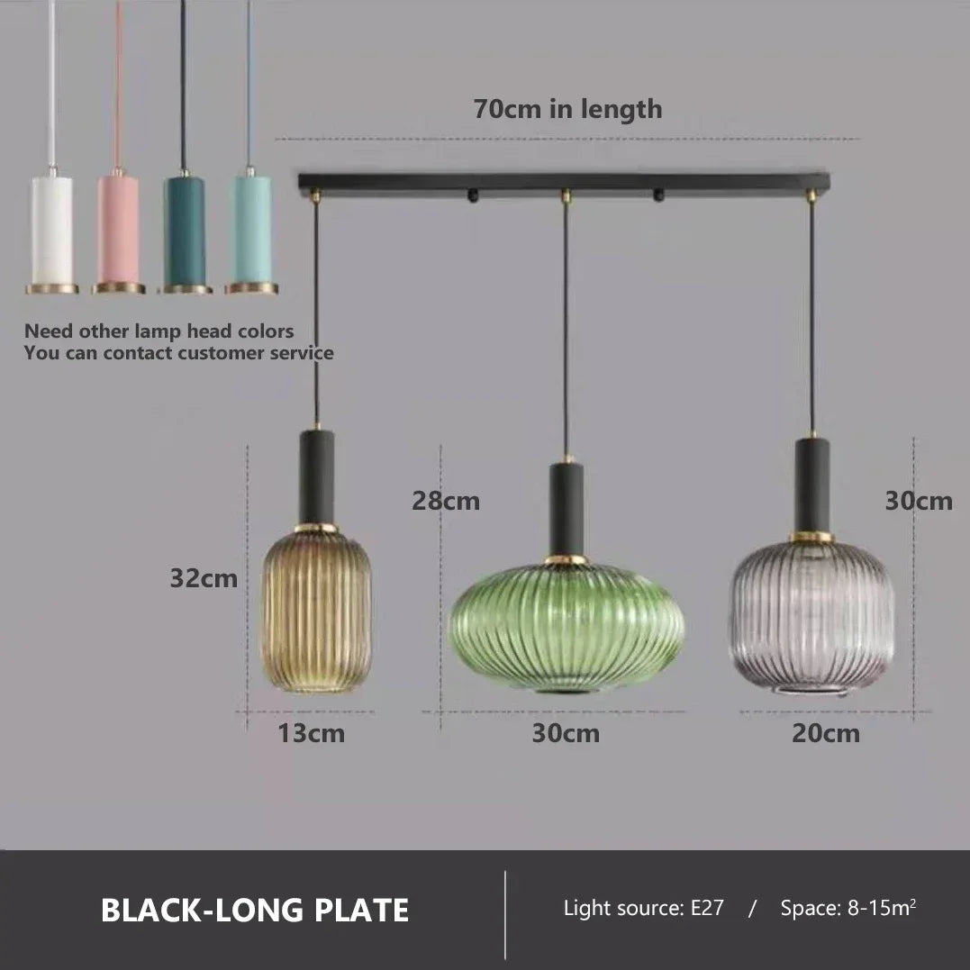 suspension lumineuse or vert gris moderne rayures horizontales opacité câble noir 13cm 20cm 30cm