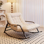 fauteuil bascule moderne deux places marron blanc gris orange coussins texturés chambre salon